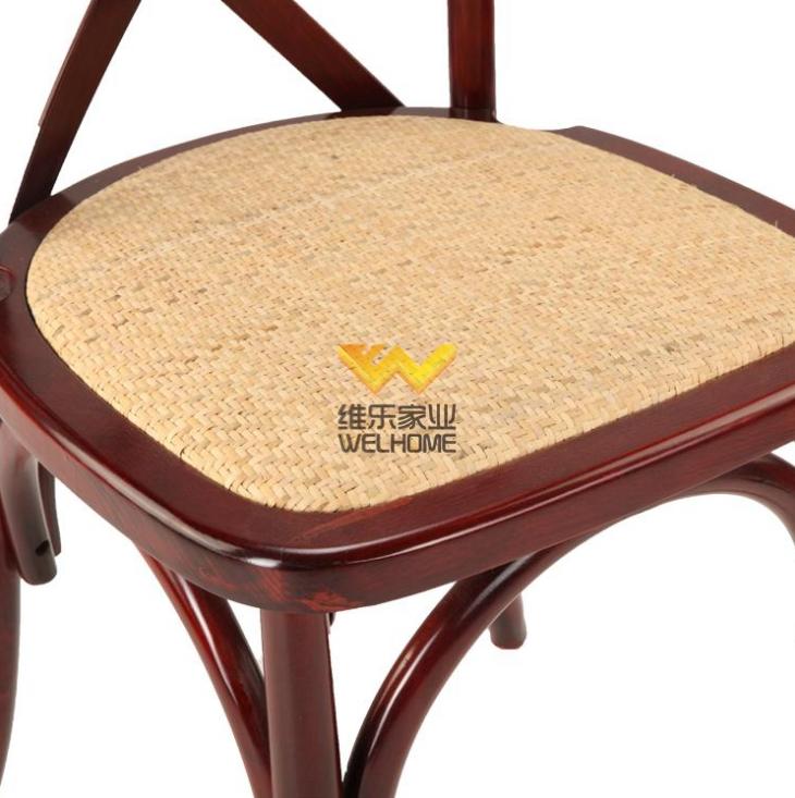Hotsale oak wooden rattan seat cross back chair for event use